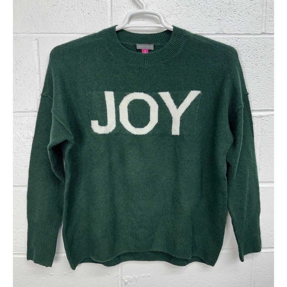 Vince Camuto Sweater Womens XS Green Joy Christmas Holiday Dolman Sleeve Stretch